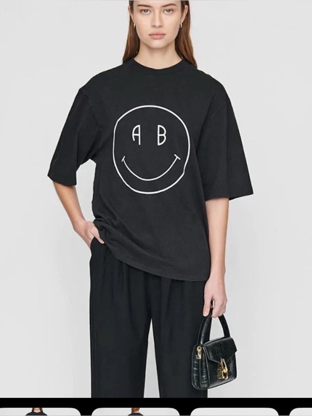 Anine Bing Smiley Logo Short-Sleeve black t shirt